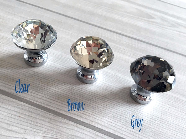 Crystal Glass Diamond Cut Drawer Knobs - 9 Colors
