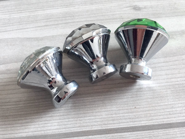 Crystal Glass Diamond Cut Drawer Knobs - 9 Colors