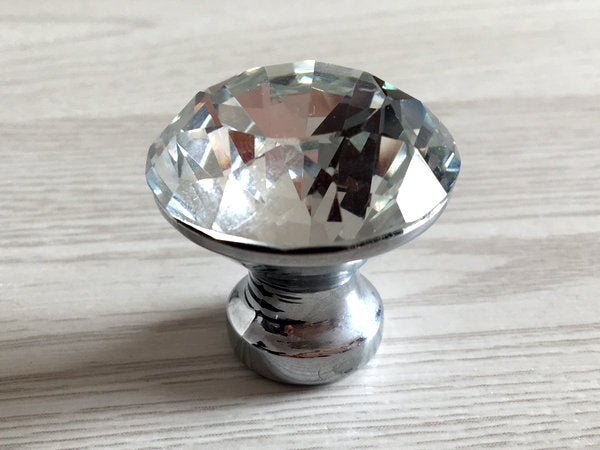 Crystal Glass Diamond Cut Drawer Knobs - 9 Colors