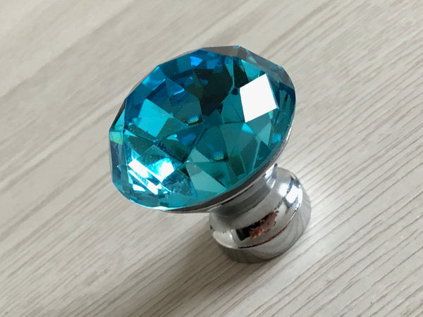 Crystal Glass Diamond Cut Drawer Knobs - 9 Colors