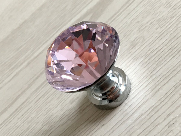 Crystal Glass Diamond Cut Drawer Knobs - 9 Colors