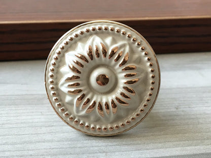 2.5" 3.75" 5" Dresser Drawer Pull, Creamy White Cabinet Handle, Shabby Chic Kitchen Hardware