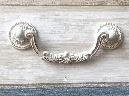 Shabby Chic Drawer Pulls Handle Cabinet Pulls Creamy White Gold Kitchen Hardware