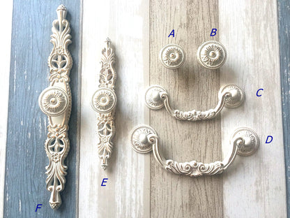Shabby Chic Drawer Pulls Handle Cabinet Pulls Creamy White Gold Kitchen Hardware