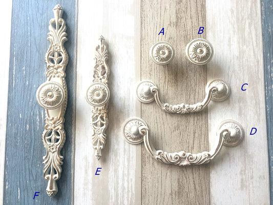 Shabby Chic Drawer Pulls Handle Cabinet Pulls Creamy White Gold Kitchen Hardware