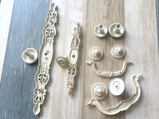 Shabby Chic Drawer Pulls Handle Cabinet Pulls Creamy White Gold Kitchen Hardware