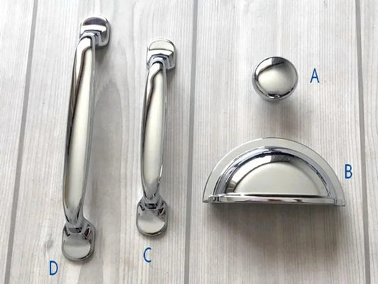 Chrome Cabinet Drawer Pulls Modern Cup Handles 76 96 128 mm Lynn Hardware
