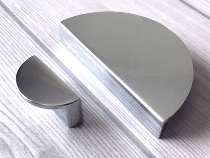 1.25" 2.5" Centers Half Circle Drawer Pulls, Polished Chrome Cabinet Handles