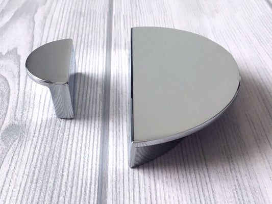 1.25" 2.5" Centers Half Circle Drawer Pulls, Polished Chrome Cabinet Handles