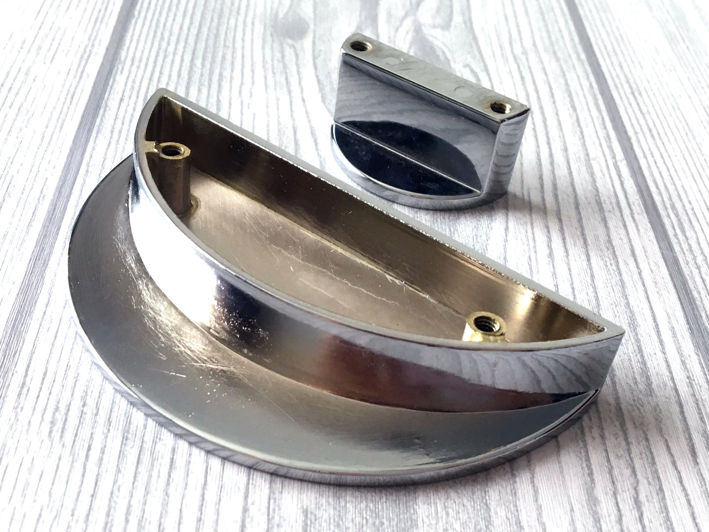 1.25" 2.5" Centers Half Circle Drawer Pulls, Polished Chrome Cabinet Handles