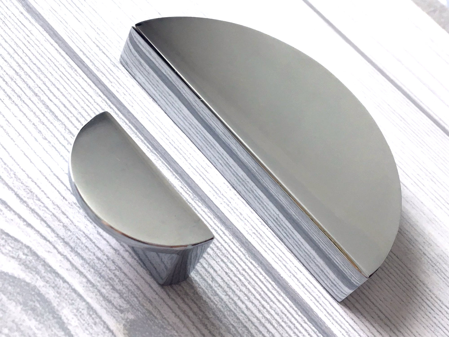 1.25" 2.5" Centers Half Circle Drawer Pulls, Polished Chrome Cabinet Handles