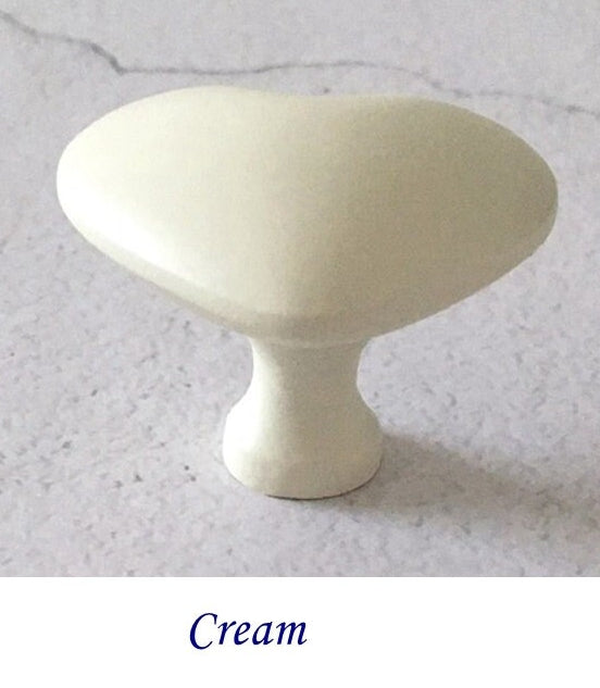 creamy white Heart Cabinet Knobs - Nursery Dresser Drawer Pulls