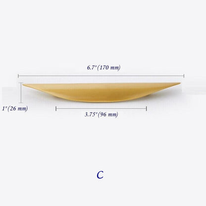 1.25" 2.5" 3.75" Brass Drawer Pull, Finger Handles, Brushed Gold