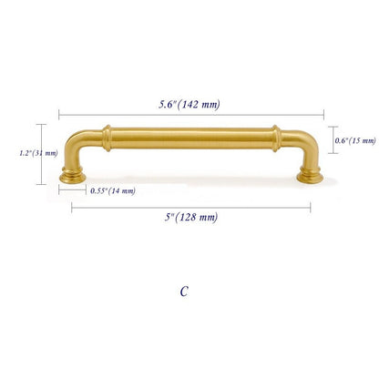 3.75" 5" Solid Brass Cabinet Handles in Brushed Gold | MCM Kitchen Hardware