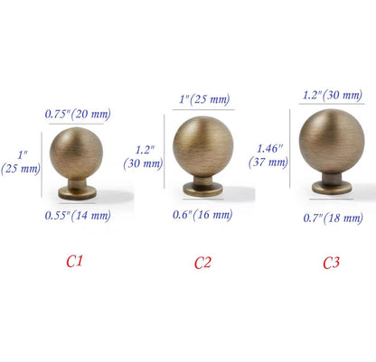 Bronze Ball Drawer Pull, Solid Brass, Kitchen Cabinet Hardware