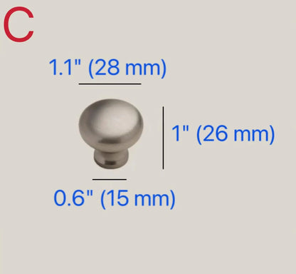 Brushed Nickel Cabinet D Handles and Ball Knobs, Modern Minimalist, 6.25" 5" 7.5" Centers