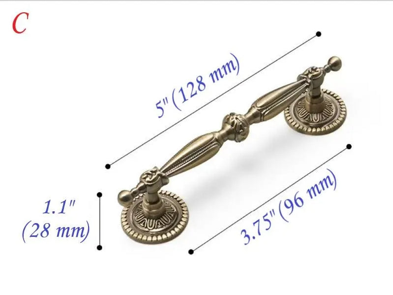 Victorian Antique Bronze Cabinet Handle -  2.5" 3.75" 5"