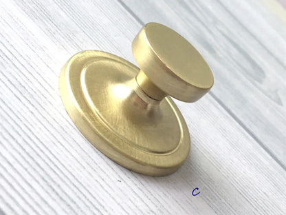 Drop Ring Drawer Pulls, Circle Cabinet Knobs, Brushed Gold Brass, Rectangular, Clover