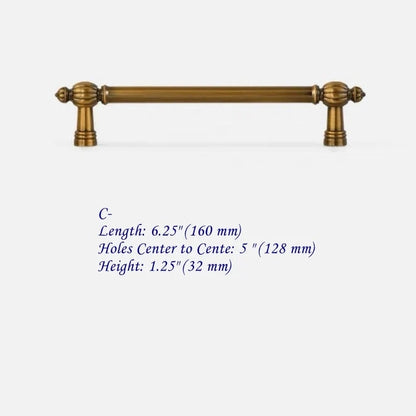 3.75" 5" 7.5" Antique Gold Brass Cabinet Pulls, Mid Century MCM Kitchen Hardware