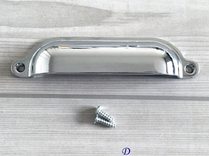 Cup Drawer Pull and Knobs, Polished Chrome, 3.5" 3.75" 4.75" Centers