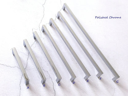 Cabinet Pull Handles Polished Chrome Slim Square Minimalism Modern Hardware