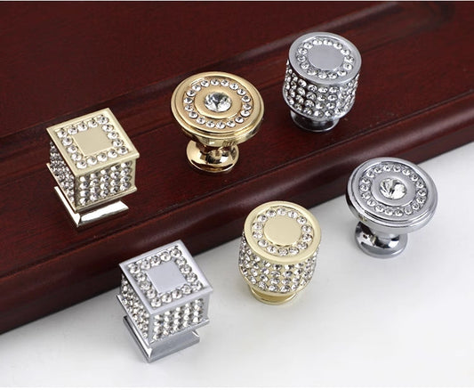 Crystal Cabinet Knobs Polished Gold Kitchen Hardware