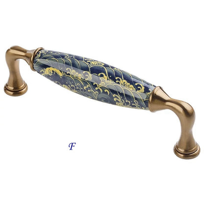 Poignées de tiroir en porcelaine bleue et blanche de 7,6 cm, 9,5 cm, 12,7 cm, style oriental, style chinois