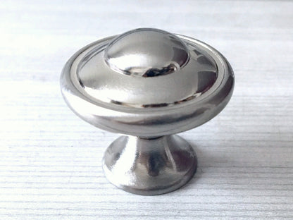 Brushed Nickel Cabinet Knobs with Backplate, Modern Silver Kitchen Hardware