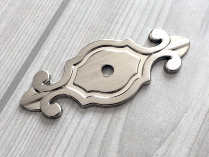 Brushed Nickel Cabinet Knobs with Backplate, Modern Silver Kitchen Hardware