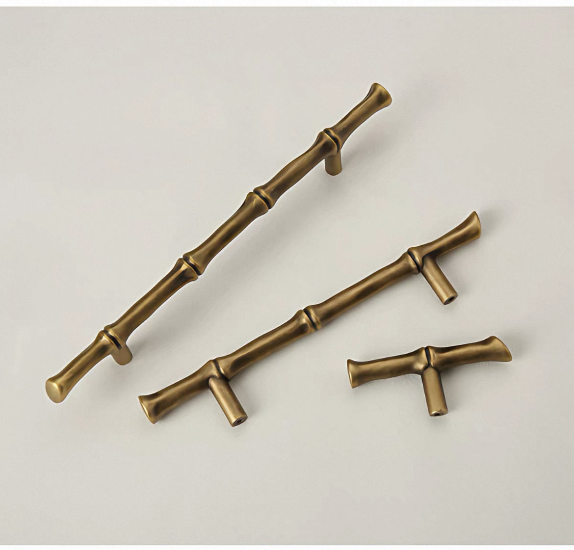 Antique bronze Bamboo shaped cabinet handles for retro orientalist interiors 