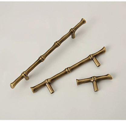 Antique bronze Bamboo shaped cabinet handles for retro orientalist interiors 