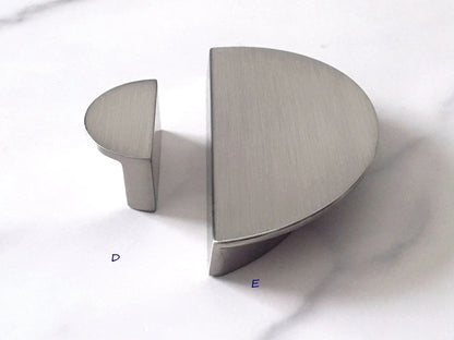 Nickel Slim Square Cabinet Handle, Half Moon Drawer Pull, Geometric Minimalist Kitchen Hardware