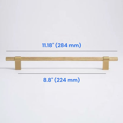 Knurled Cabinet Bar Pulls 96 128 224 320 mm, Brass / Matte Black, Sleek Modern Kitchen Hardware