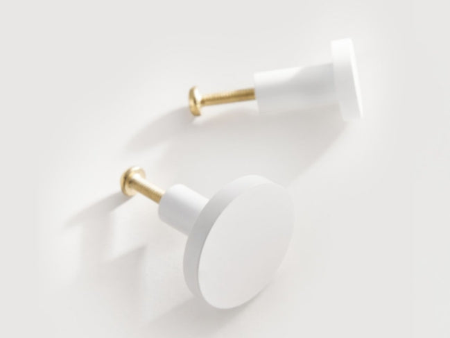Solid Brass Circle Cabinet Disc Knob - White - LynnsHardware