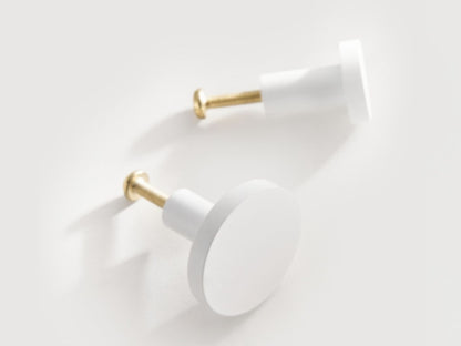 Solid Brass Circle Cabinet Disc Knob - White - LynnsHardware