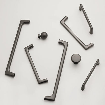 Set of dark gray kitchen d shaped handles for industrial / minimalist home interiors