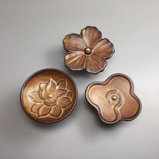 Chinese style ceramic flower cabinet knob for orientalist interiors