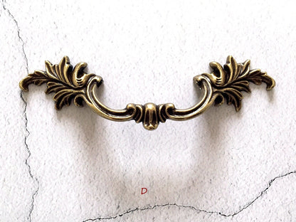 2.5" 3" 3.75" Antique Bronze Leafy Drawer Pulls, French Provincial Cabinet Hardware