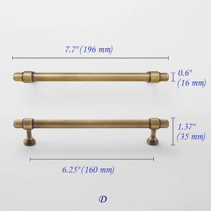 Cabinet Bar Handles, Solid Brass, Antique Bronze, Retro Kitchen Hardware