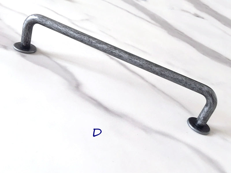 Antique Pewter Cabinet Pulls, D-shaped Drawer Handles, Rustic Kitchen Hardware