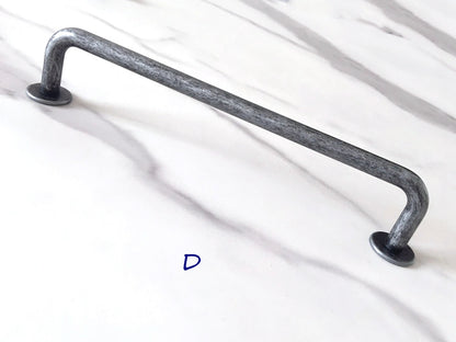 Antique Pewter Cabinet Pulls, D-shaped Drawer Handles, Rustic Kitchen Hardware