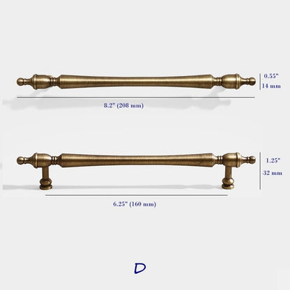 Brass Cabinet Handles Antique Bronze Drawer Pulls, 96 128 160 mm centers