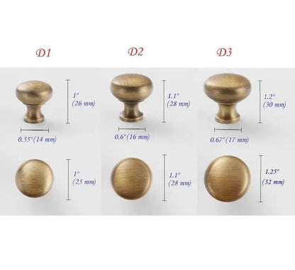 Solid Brass Antique Bronze Cabinet Knobs, Sphere Ball Drawer Pull