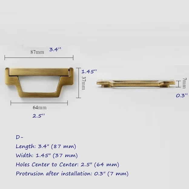 Bronze Cabinet Handles, Solid Brass, Mid Century Vanity Pulls, Retro Kitchen Hardware