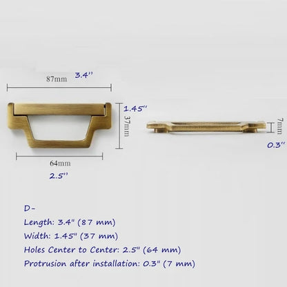 Bronze Cabinet Handles, Solid Brass, Mid Century Vanity Pulls, Retro Kitchen Hardware