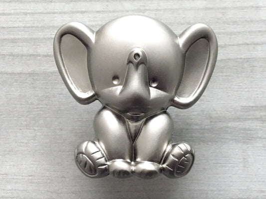 Elephant Kids Drawer knob in nickel silver