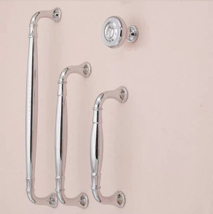 Polished chrome kitchen handles with 3.75, 5 and 7.5 inch hole spacing 