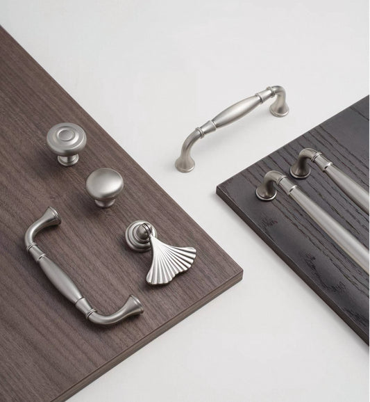 Brushed nickel appliance pulls 