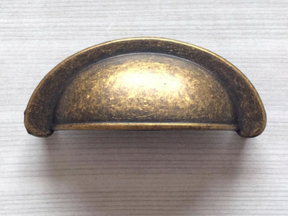 2-3/4" Antique Brass Cup Drawer Pull Cabinet Knob 2.75 Inch 70 mm Centers