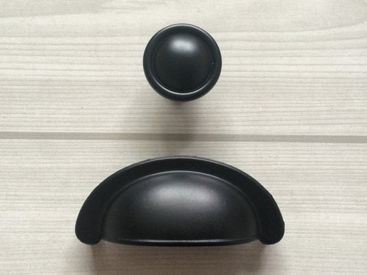2.75" Cup Drawer Pull & Cabinet Knob in Matte Black, 2-3/4 Inch 70 mm Centers